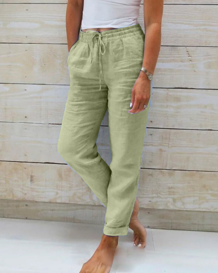 Olivia™ | Cotton and Linen Women's Elastic Waist Pants