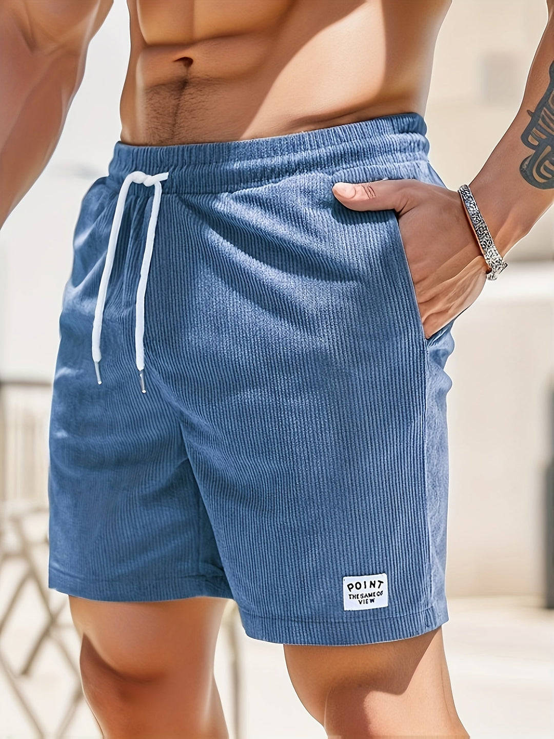 Troy - Ribbed Shorts with Tie String