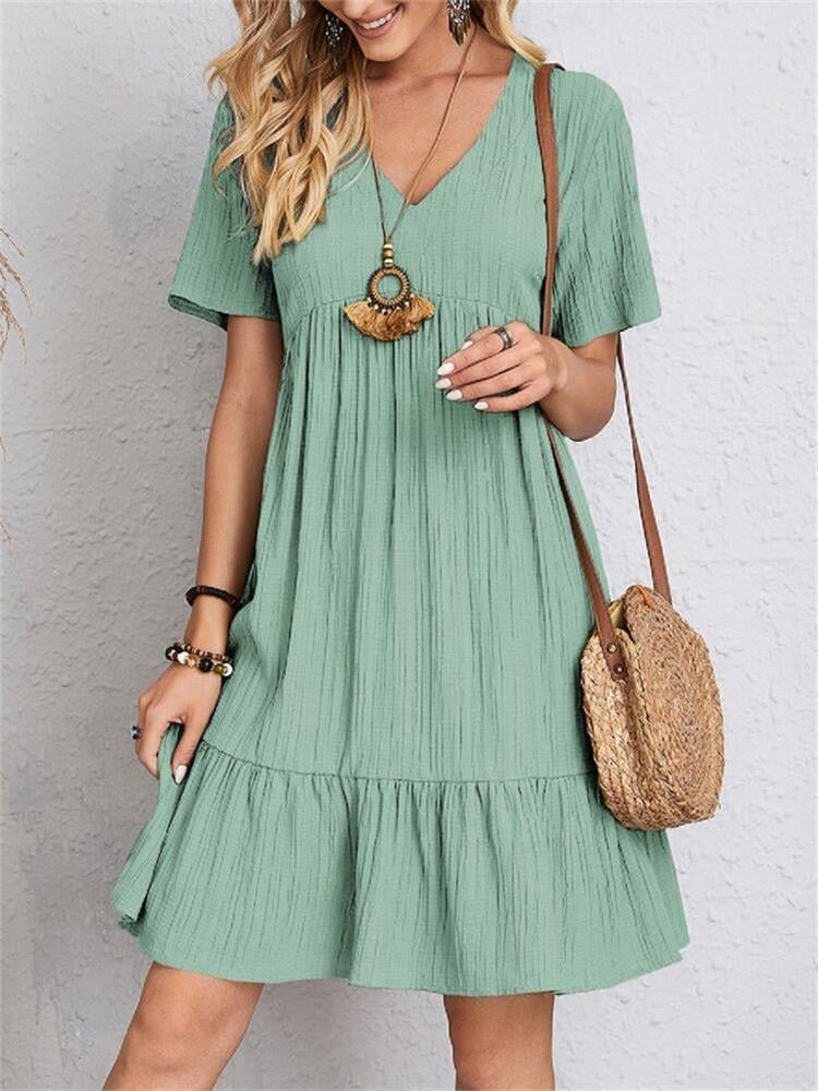 Skylar™ | Pleated Ruffle V-Neck Summer Dress