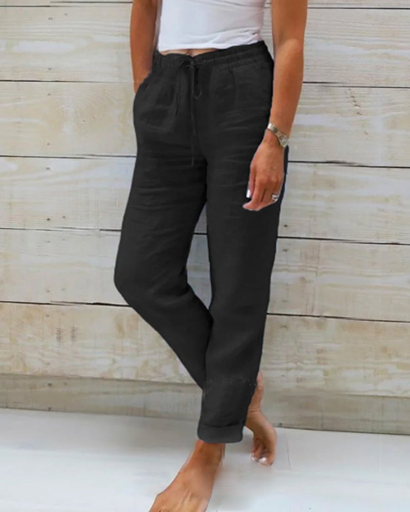 Olivia™ | Cotton and Linen Women's Elastic Waist Pants