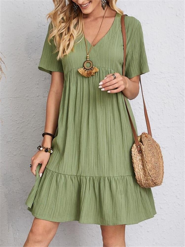 Skylar™ | Pleated Ruffle V-Neck Summer Dress