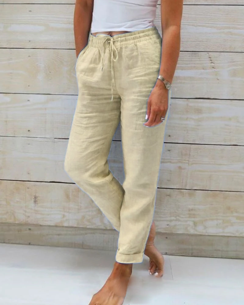 Olivia™ | Cotton and Linen Women's Elastic Waist Pants