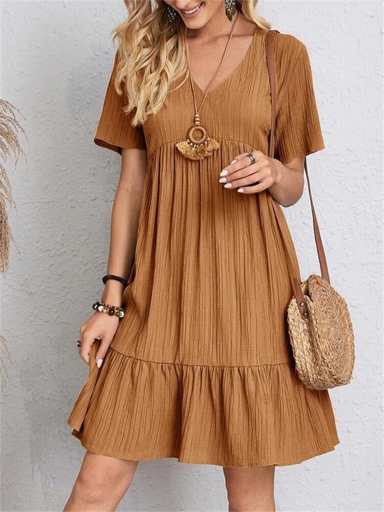 Skylar™ | Pleated Ruffle V-Neck Summer Dress