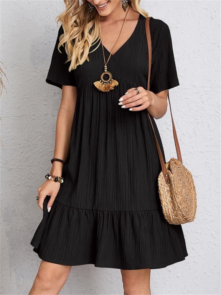 Skylar™ | Pleated Ruffle V-Neck Summer Dress