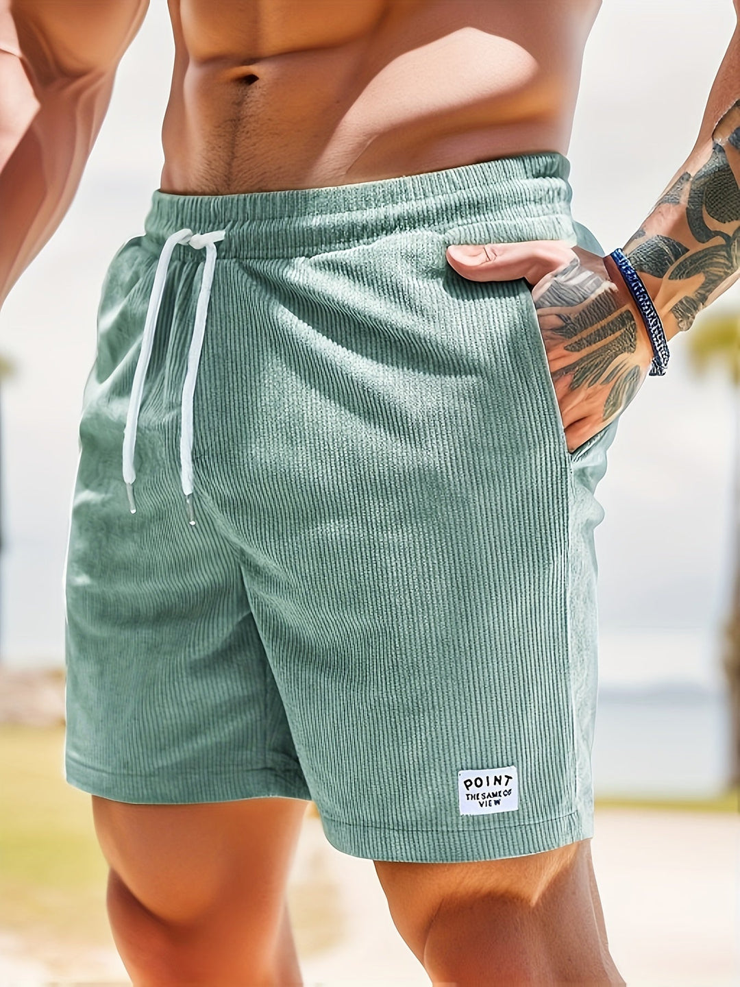 Troy - Ribbed Shorts with Tie String