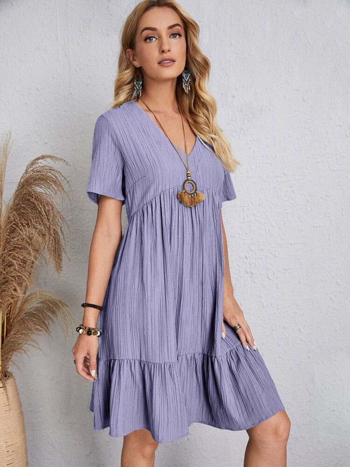 Skylar™ | Pleated Ruffle V-Neck Summer Dress