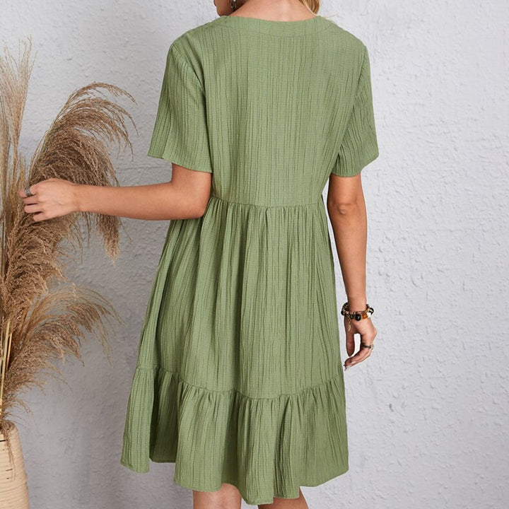 Skylar™ | Pleated Ruffle V-Neck Summer Dress