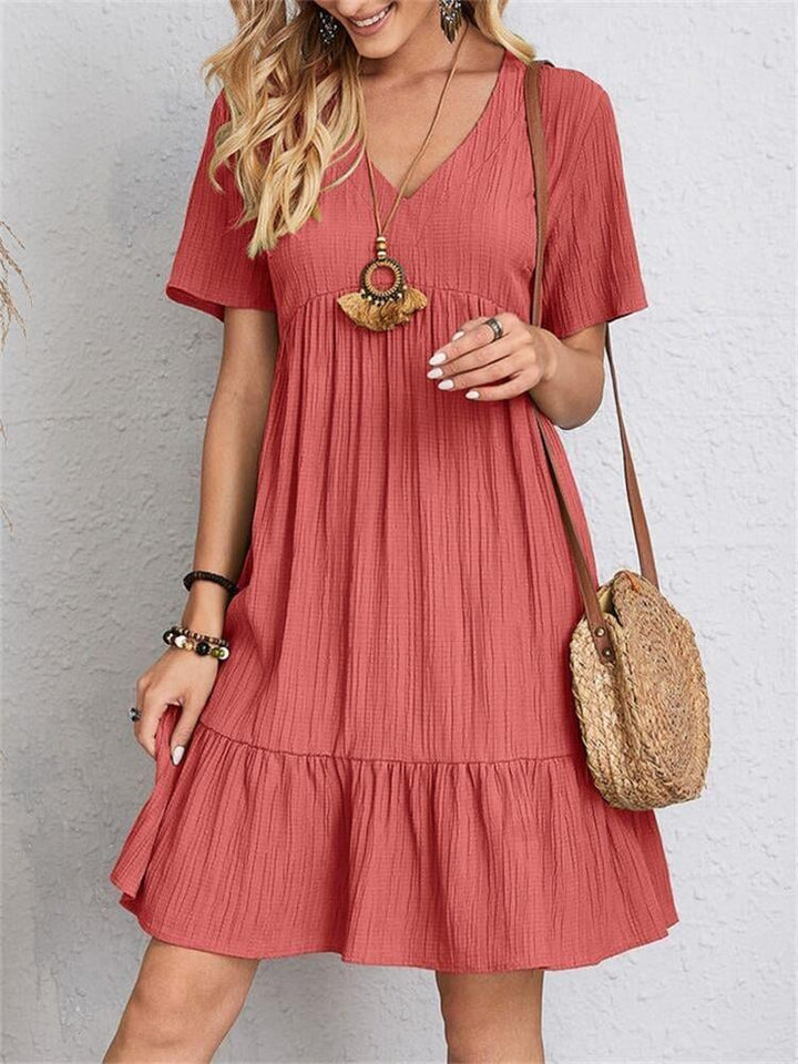 Skylar™ | Pleated Ruffle V-Neck Summer Dress