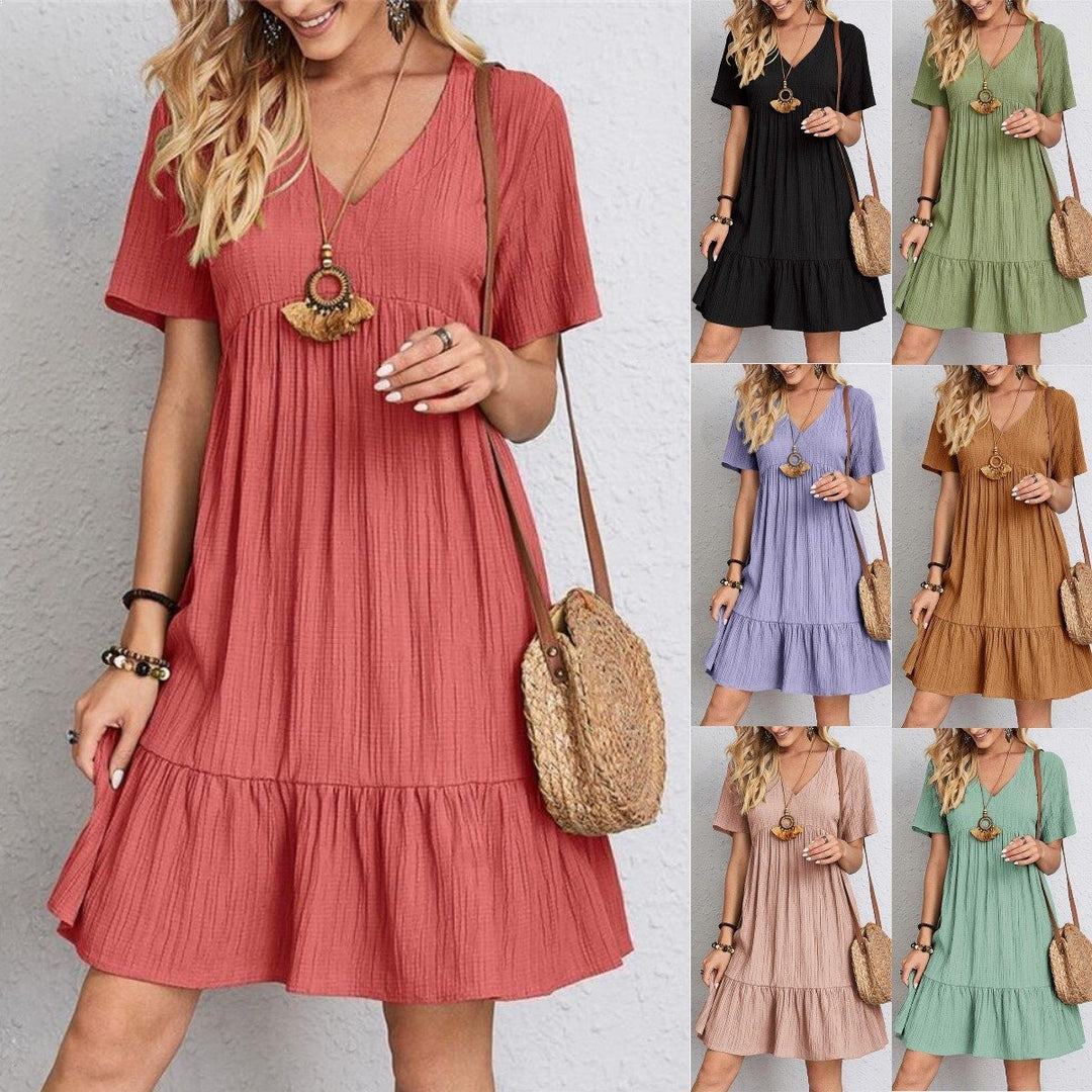 Skylar™ | Pleated Ruffle V-Neck Summer Dress