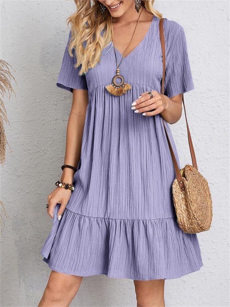 Skylar™ | Pleated Ruffle V-Neck Summer Dress